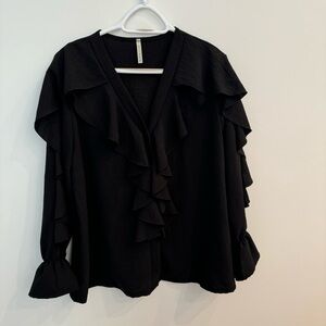 Chic Black Ruffled Blouse